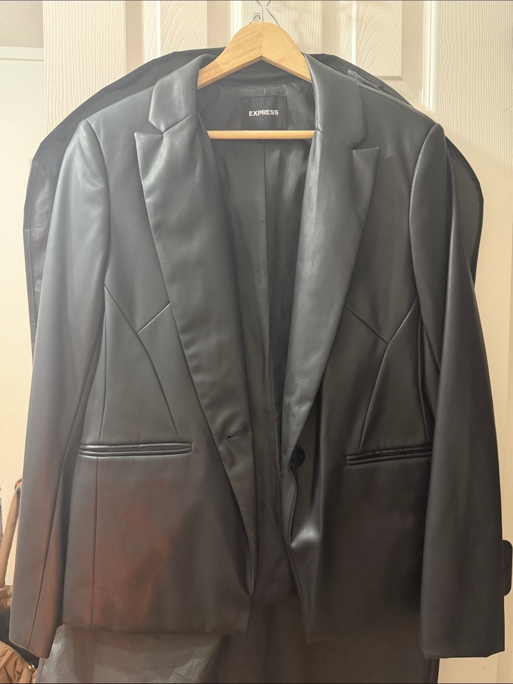 Express Black Faux Leather Blazer Jacket
